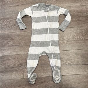 Burt's Bees Baby Striped Gray and White Footie